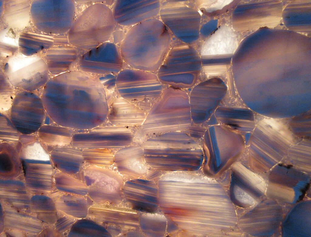 Banded Blue Lace Agate Slab Backlit Feature