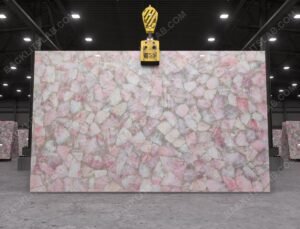 Pink Rose Quartz Backlit Slab