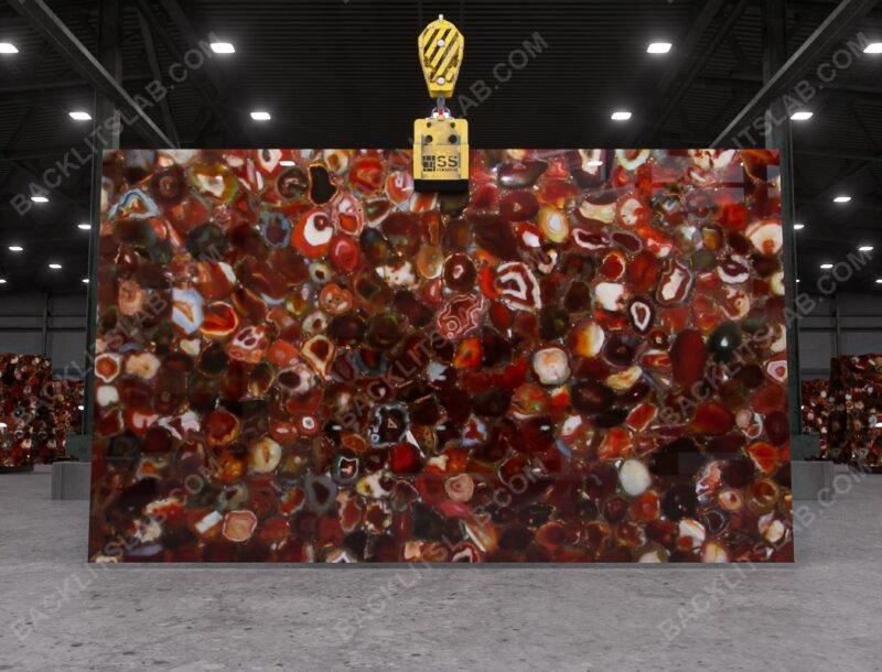 Red Agate Backlit Slab