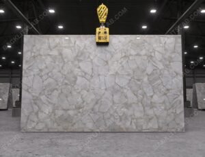 Snow White Quartz Backlit Slab