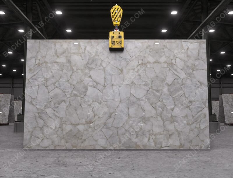 Snow White Quartz Backlit Slab